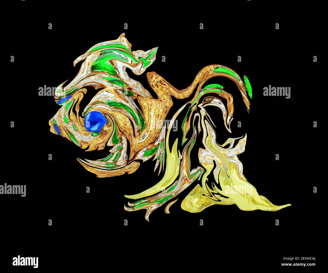 un singolo pesce d'oro astratto isolato. illustrazione vettoriale colorata. disegno di cartoni animati Illustrazione Vettoriale