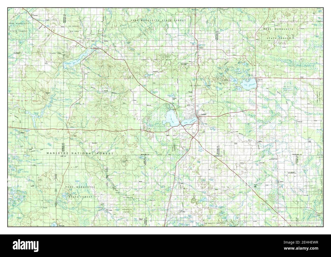 Cadillac, Michigan, mappa 1983, 1:100000, Stati Uniti d'America da Timeless Maps, dati U.S. Geological Survey Foto Stock