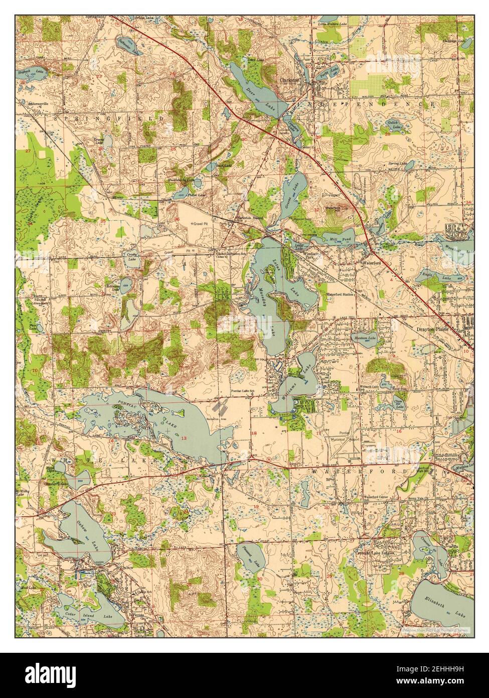 Clarkston, Michigan, mappa 1952, 1:24000, Stati Uniti d'America da Timeless Maps, dati U.S. Geological Survey Foto Stock