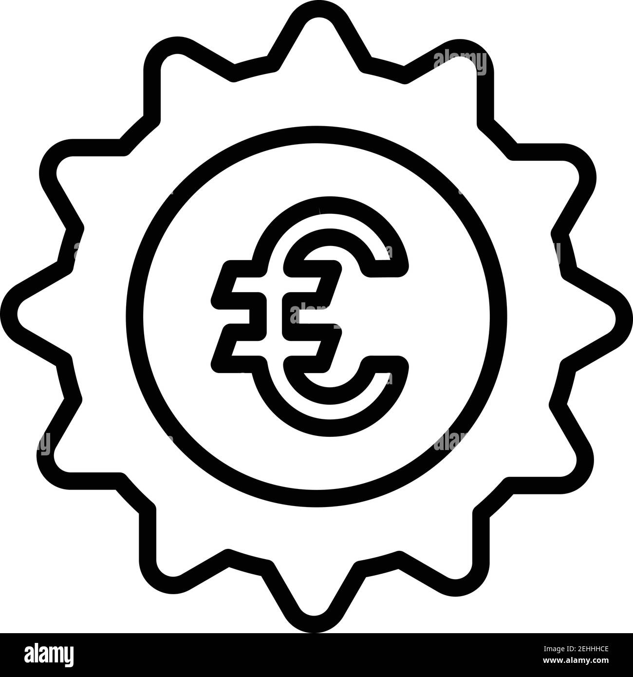 Icona guarnizione di qualità Euro. Ben organizzato e modificabile Vector design utilizzando in scopi commerciali, supporti di stampa, web o qualsiasi tipo di progetto. Illustrazione Vettoriale