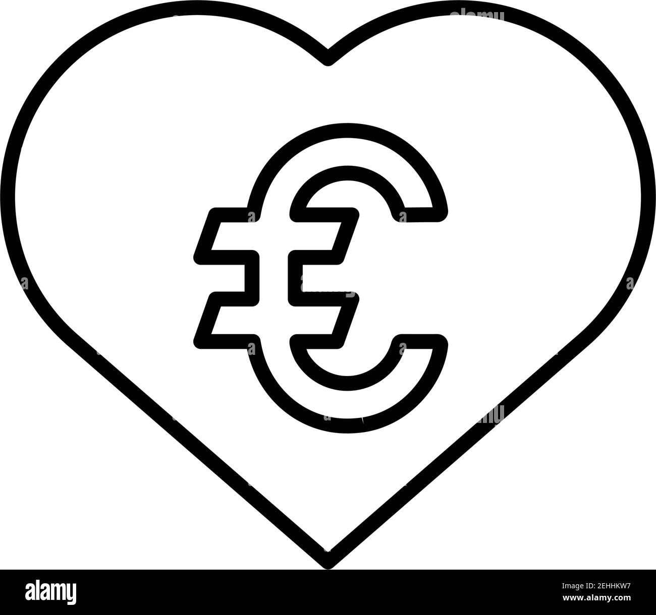 Euro, favoriti, amore, icona valentines. Bel disegno e vettore completamente editabile per commerciale, supporti di stampa, web o qualsiasi tipo di progetto. Illustrazione Vettoriale