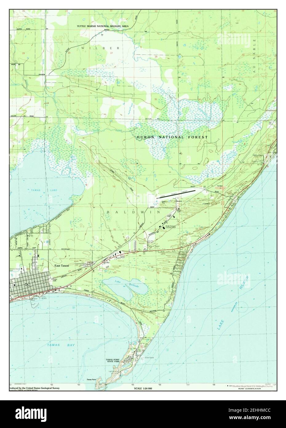East Tawas, Michigan, mappa 1989, 1:24000, Stati Uniti d'America da Timeless Maps, dati U.S. Geological Survey Foto Stock