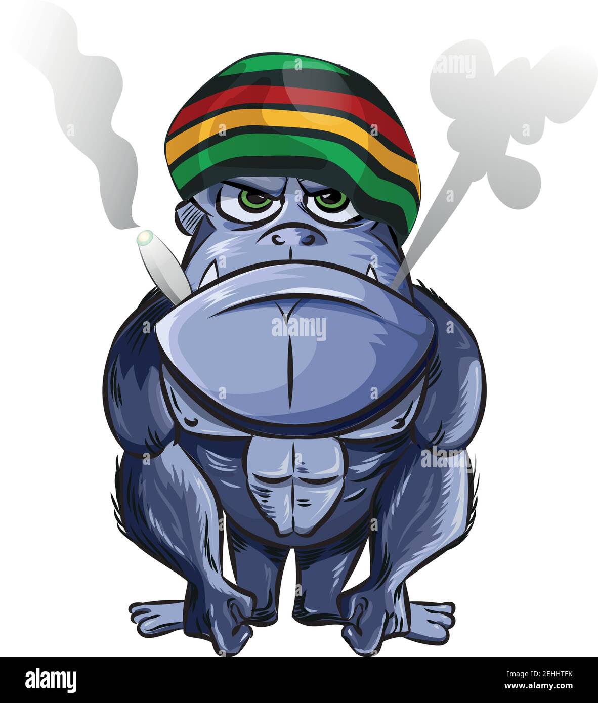 giamaicano Gorilla Cartoon isolato su bacground bianco. Illostazione Illustrazione Vettoriale