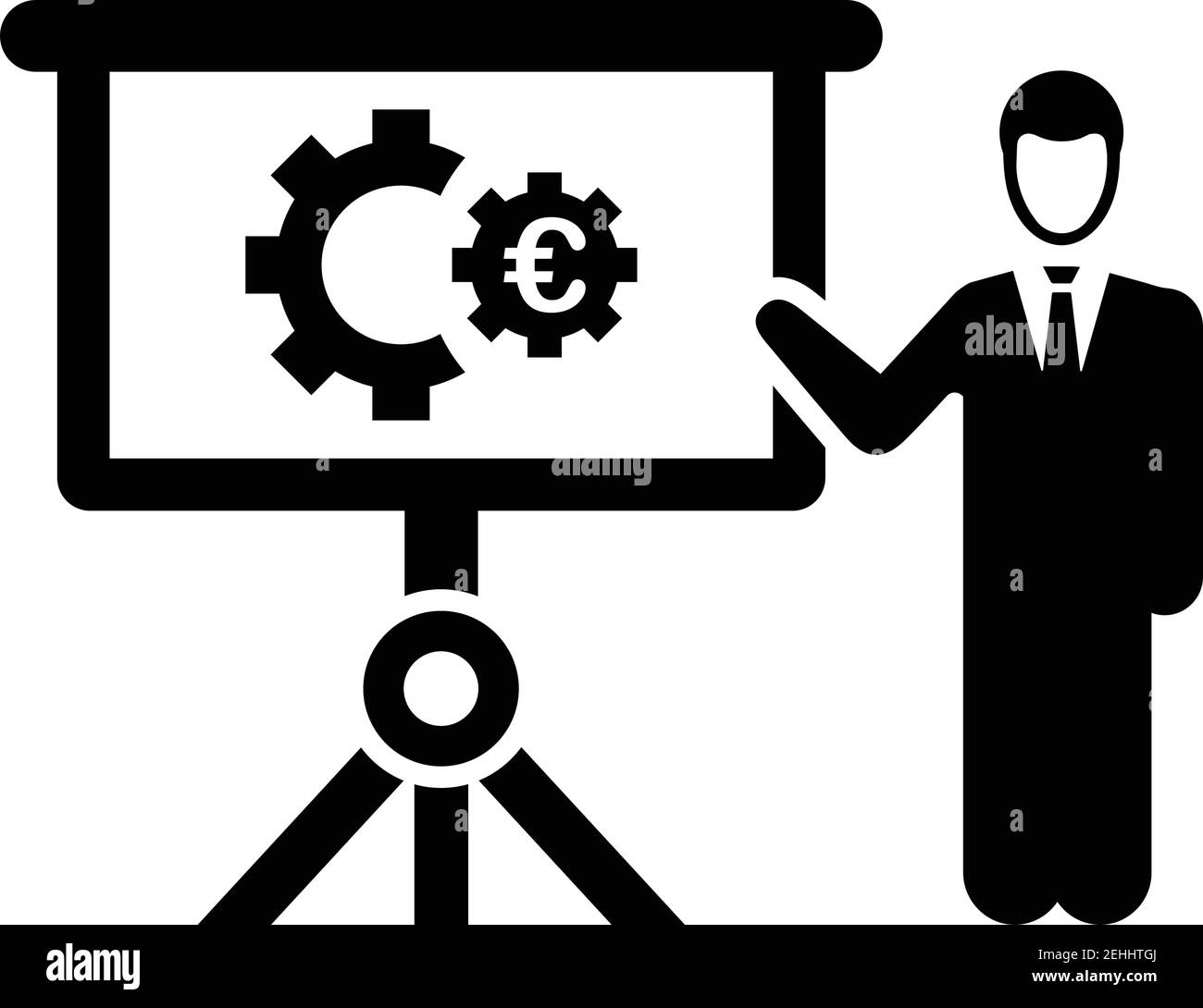 Presentazione, icona del progetto Euro business. Ben organizzato e modificabile Vector design utilizzando in scopi commerciali, supporti di stampa, web o qualsiasi tipo di desi Illustrazione Vettoriale