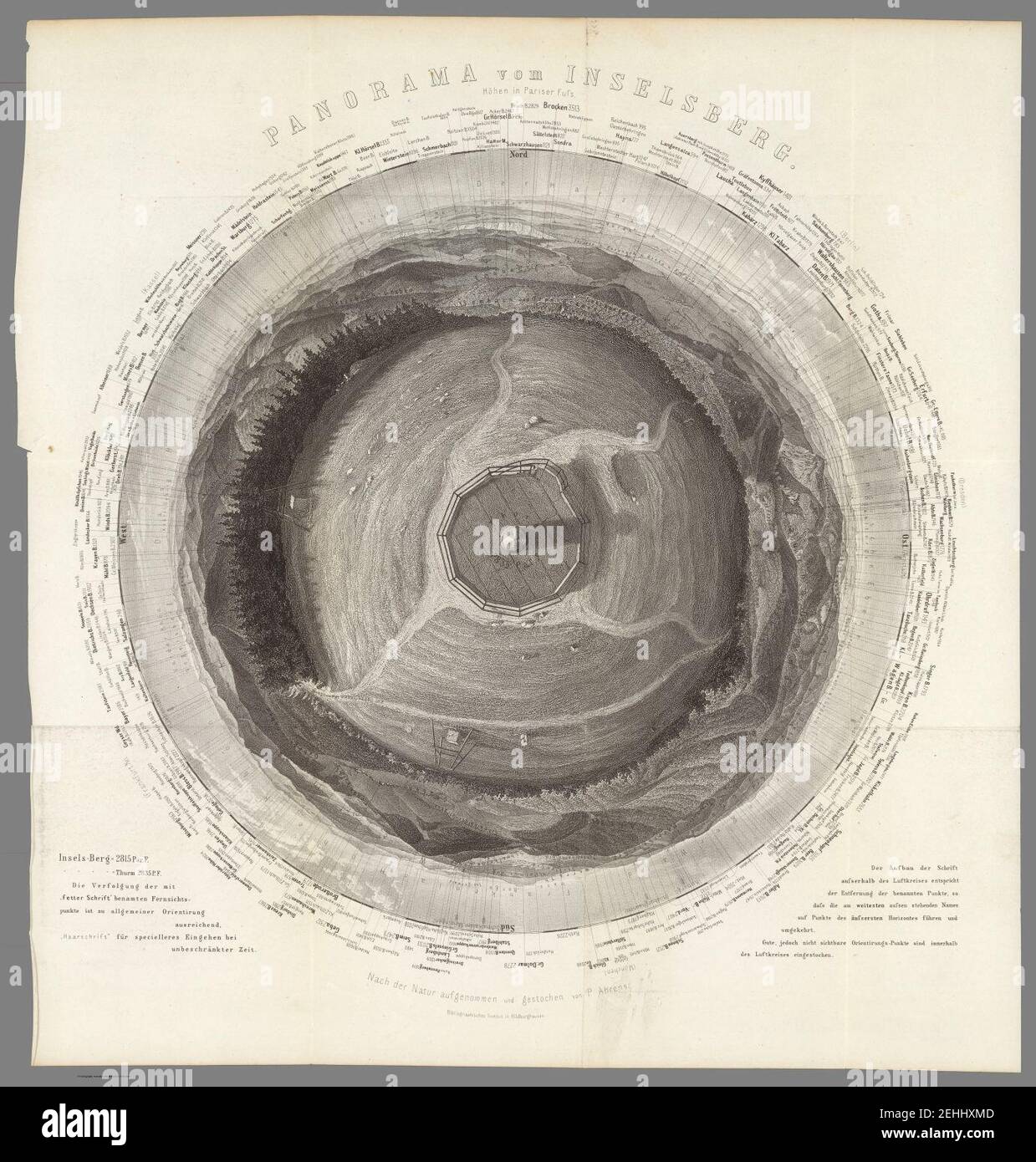 Panorama vom Inselsberg (Großer Inselberg) um 1860. Foto Stock