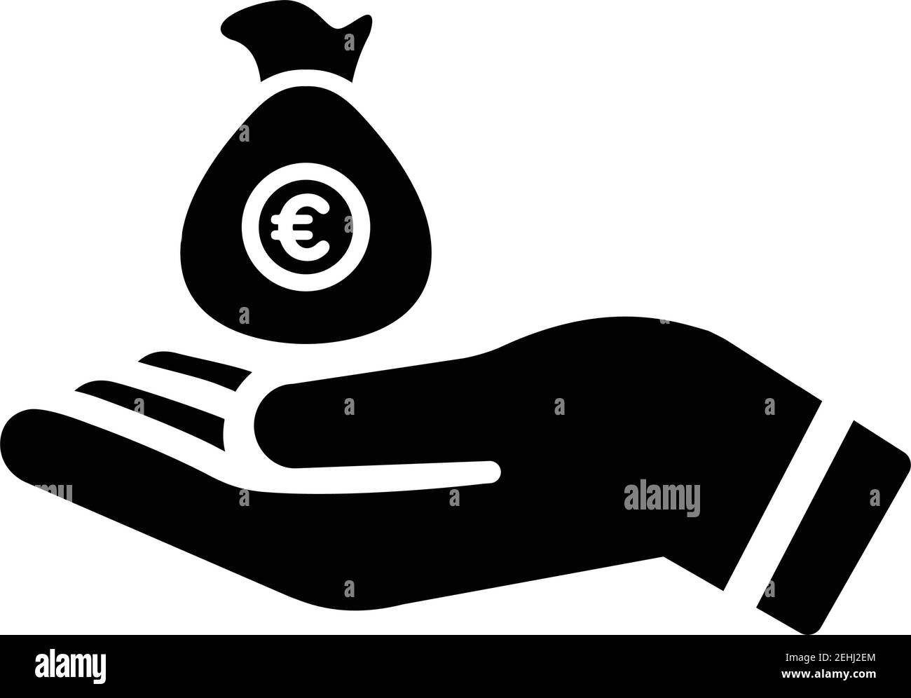 Finanza, denaro a mano, icona di investimento in euro. Ben organizzato e modificabile Vector design utilizzando in scopi commerciali, supporti di stampa, web o qualsiasi tipo di des Illustrazione Vettoriale