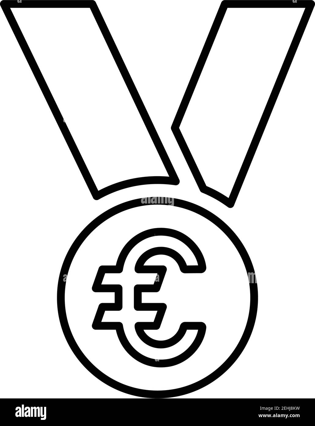 Icona medaglia d'euro. Bel disegno e vettore completamente editabile per commerciale, supporti di stampa, web o qualsiasi tipo di progetto. Illustrazione Vettoriale