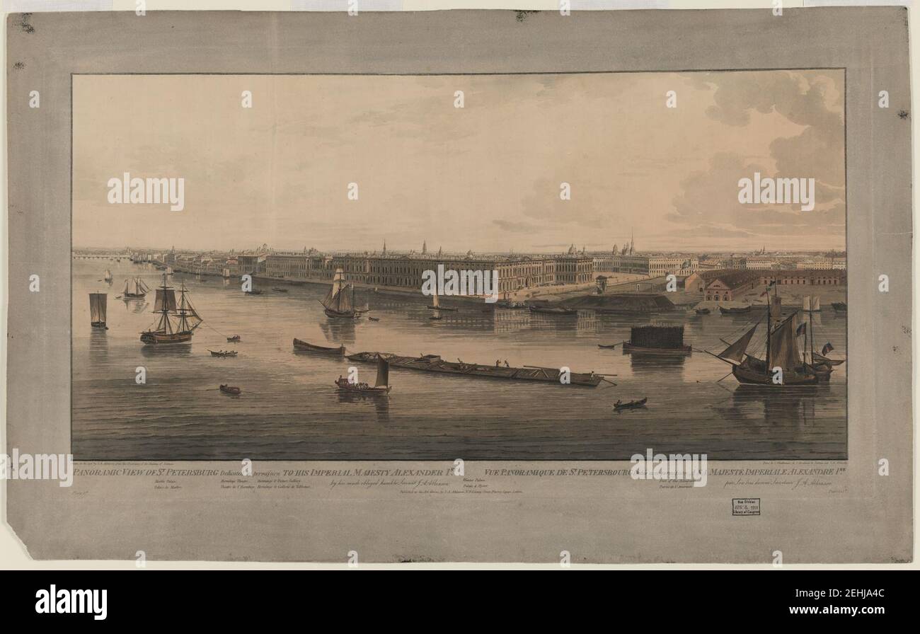 Vista panoramica di San Pietroburgo, dedicata per permesso a sua Maestà Imperiale Alessandro 1. Dal suo tanto obbligato umile servitore J.A. Atkinson - disegnato sul posto da J.A. Atkinson, da Foto Stock