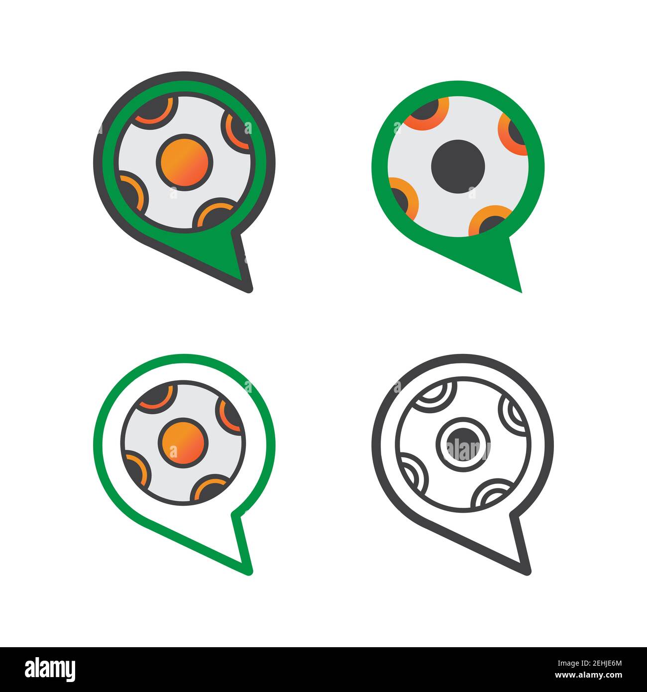 chatta con la palla di calcio design ilustration. chat con l'icona della palla di calcio isolato su sfondo bianco. vettore pronto all'uso. Foto Stock