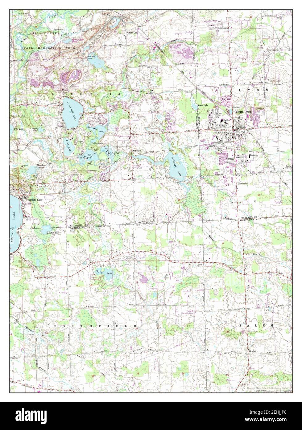 South Lyon, Michigan, map 1965, 1:24000, United States of America by Timeless Maps, data U.S. Geological Survey Foto Stock