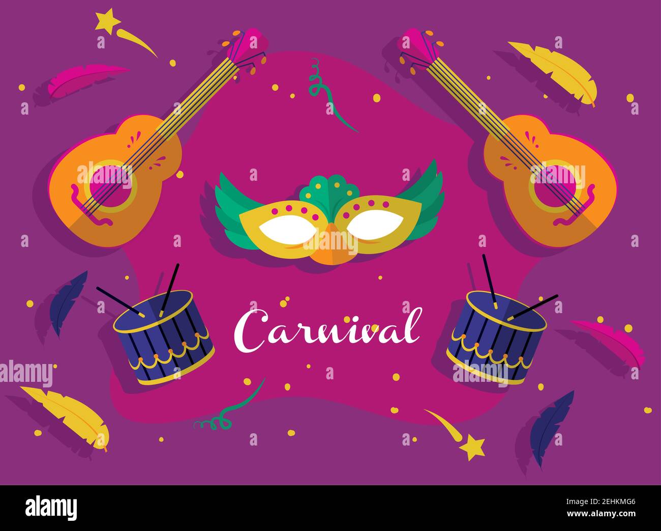 maschera carnevale con chitarre e batteria design, festa decorazione  celebrazione e tema festival illustrazione vettoriale Immagine e Vettoriale  - Alamy