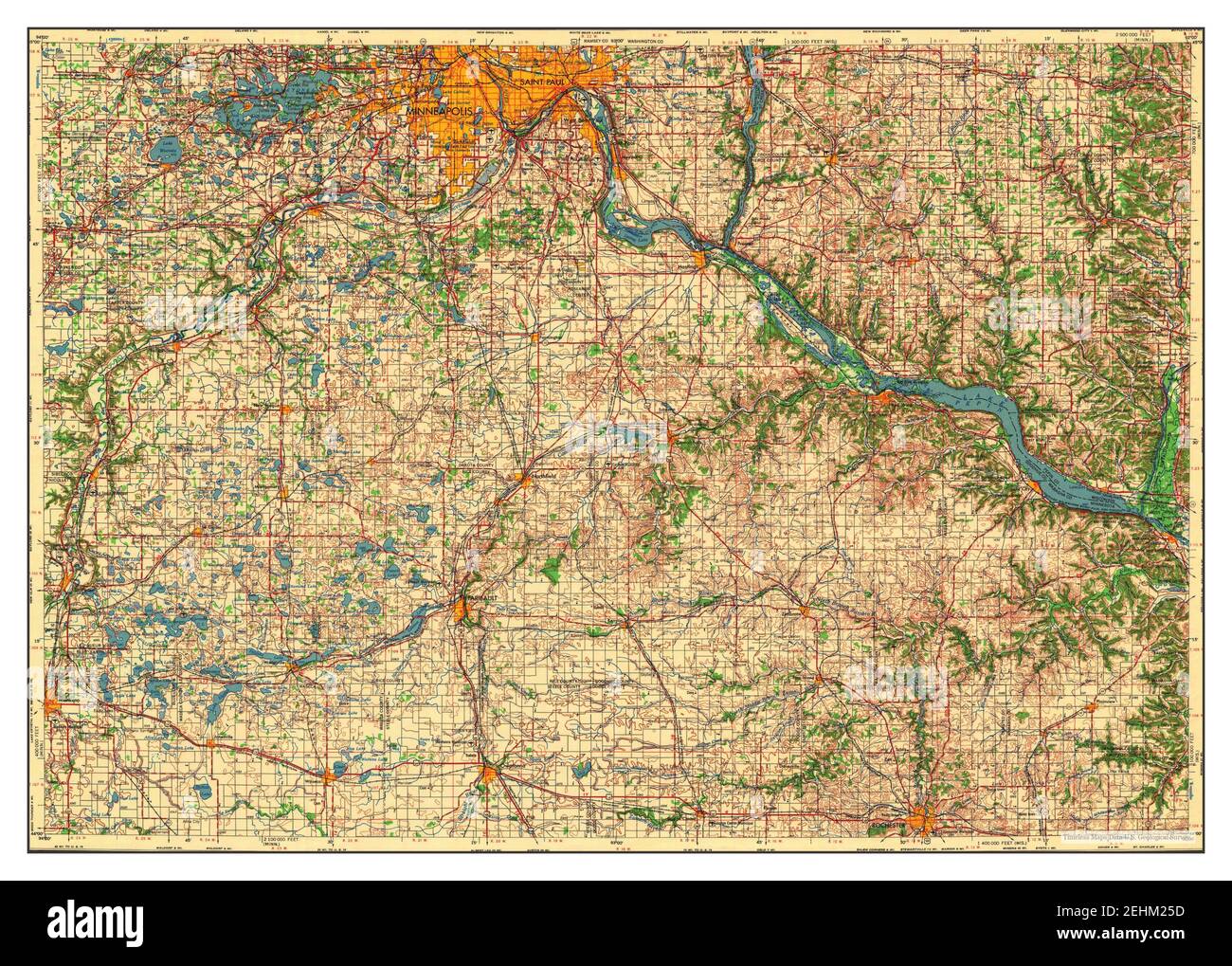 Saint Paul, Minnesota, mappa 1959, 1:250000, Stati Uniti d'America da Timeless Maps, dati U.S. Geological Survey Foto Stock