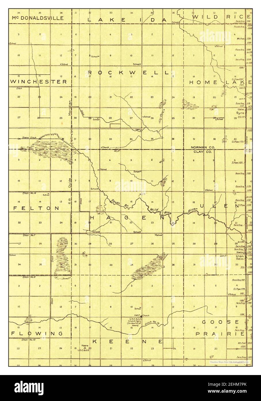 Ulen, Minnesota, mappa 1918, 1:62500, Stati Uniti d'America da Timeless Maps, dati U.S. Geological Survey Foto Stock