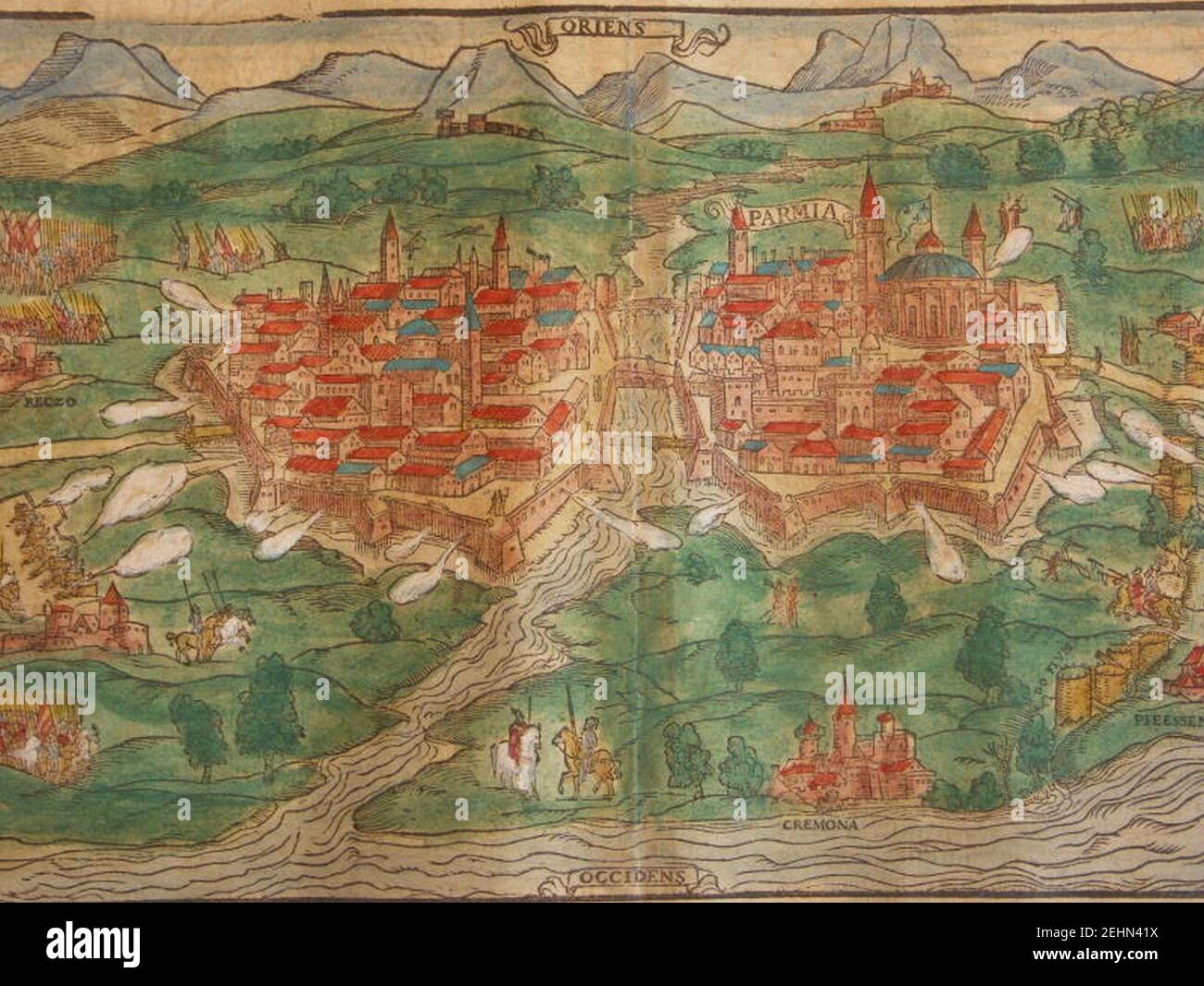 Parma sotto attacco militare (1600); una visione più ravvicinata. Foto Stock