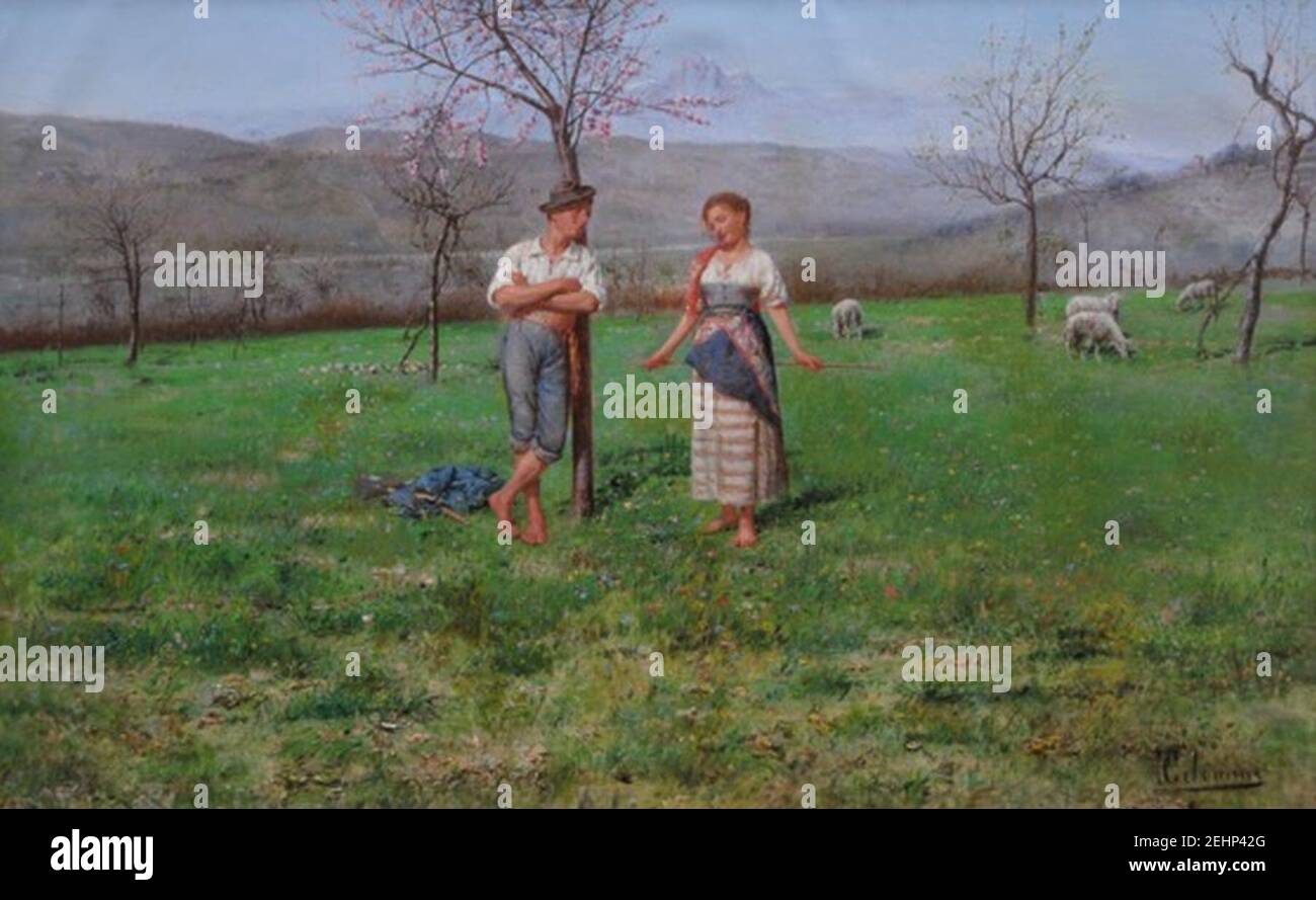 Pasquale Celommi - Idillio campestre (CelommiP-49). Foto Stock