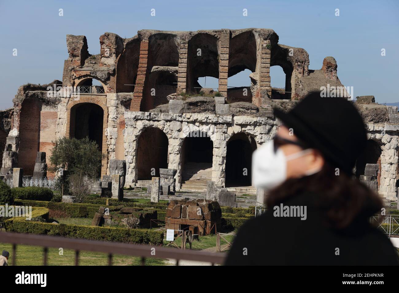 Santa Maria Capua Vetere, Italia - 16 febbraio 2021: Anfiteatro Campano o Anfiteatro Capuano Foto Stock