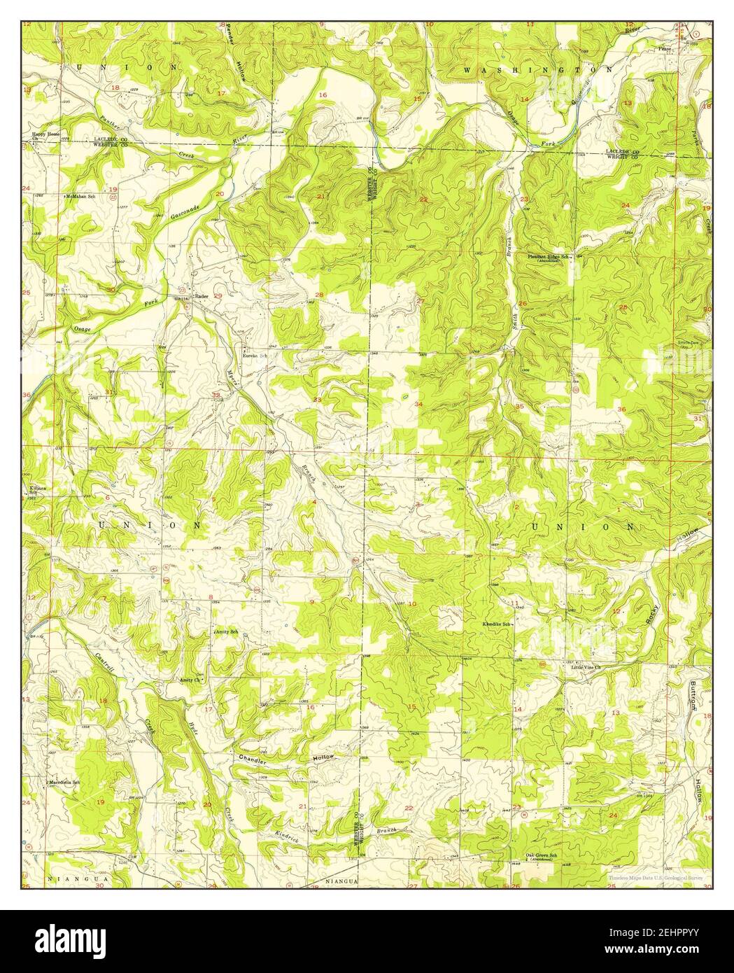 Rader, Missouri, mappa 1956, 1:24000, Stati Uniti d'America da Timeless Maps, dati U.S. Geological Survey Foto Stock