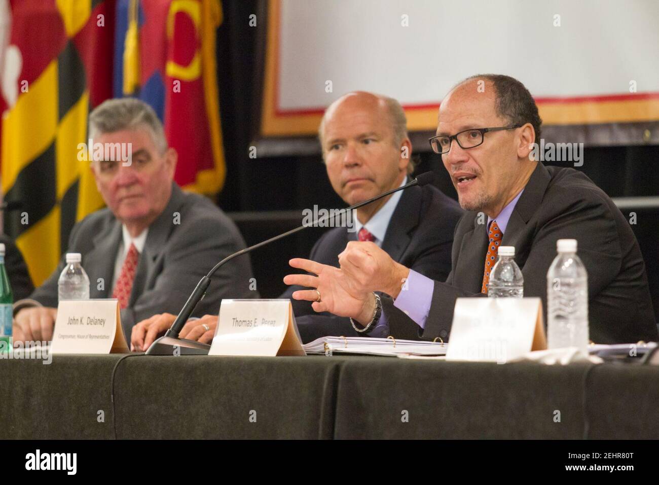 Patrick J. Caulfield, John K. Delaney (Maryland), e Thomas Perez, 2014. Foto Stock