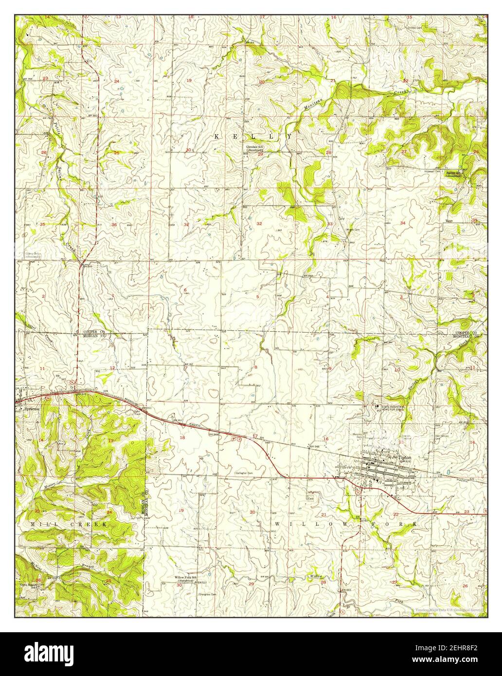 Tipton, Missouri, map 1952, 1:24000, United States of America by Timeless Maps, data U.S. Geological Survey Foto Stock