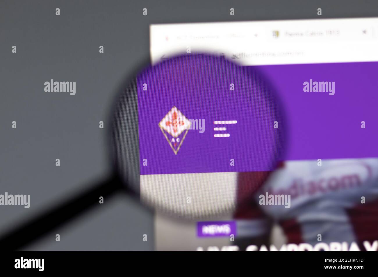 New York, USA - 15 Febbraio 2021: Sito web ACF Fiorentina in browser con logo aziendale, Editoriale illustrativo Foto Stock