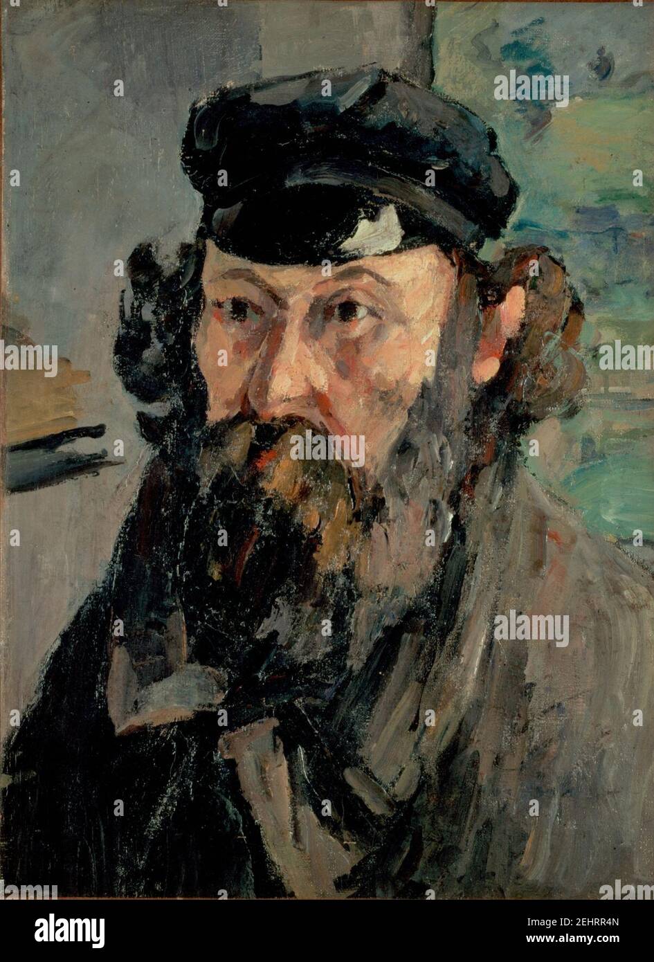 Paul Cézanne - Autoportrait en casquette (c.1872). Foto Stock