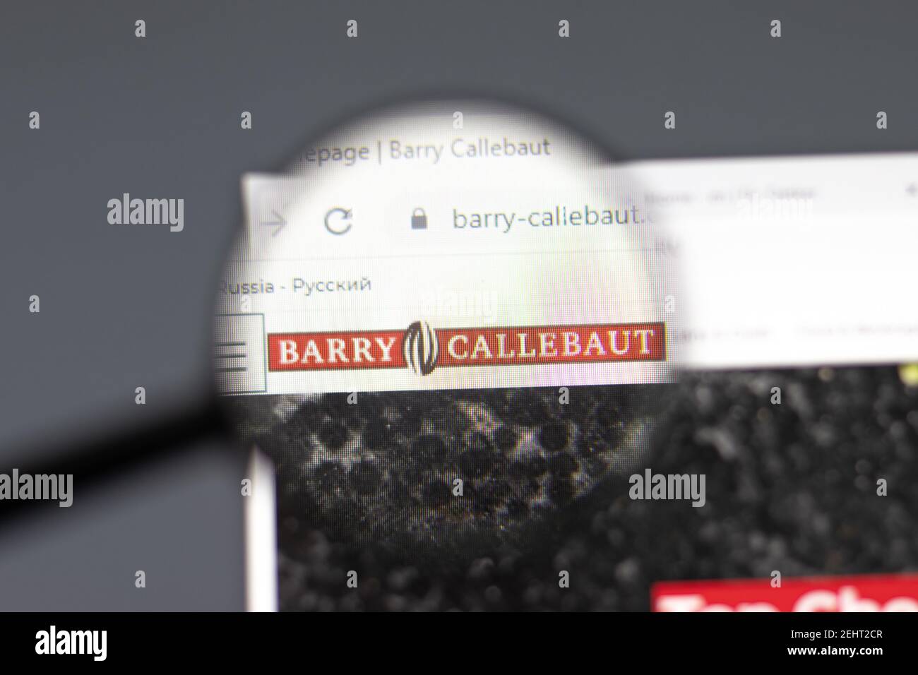 New York, USA - 15 Febbraio 2021: Sito web Barry Callebaut in browser con logo aziendale, editoriale illustrativo Foto Stock