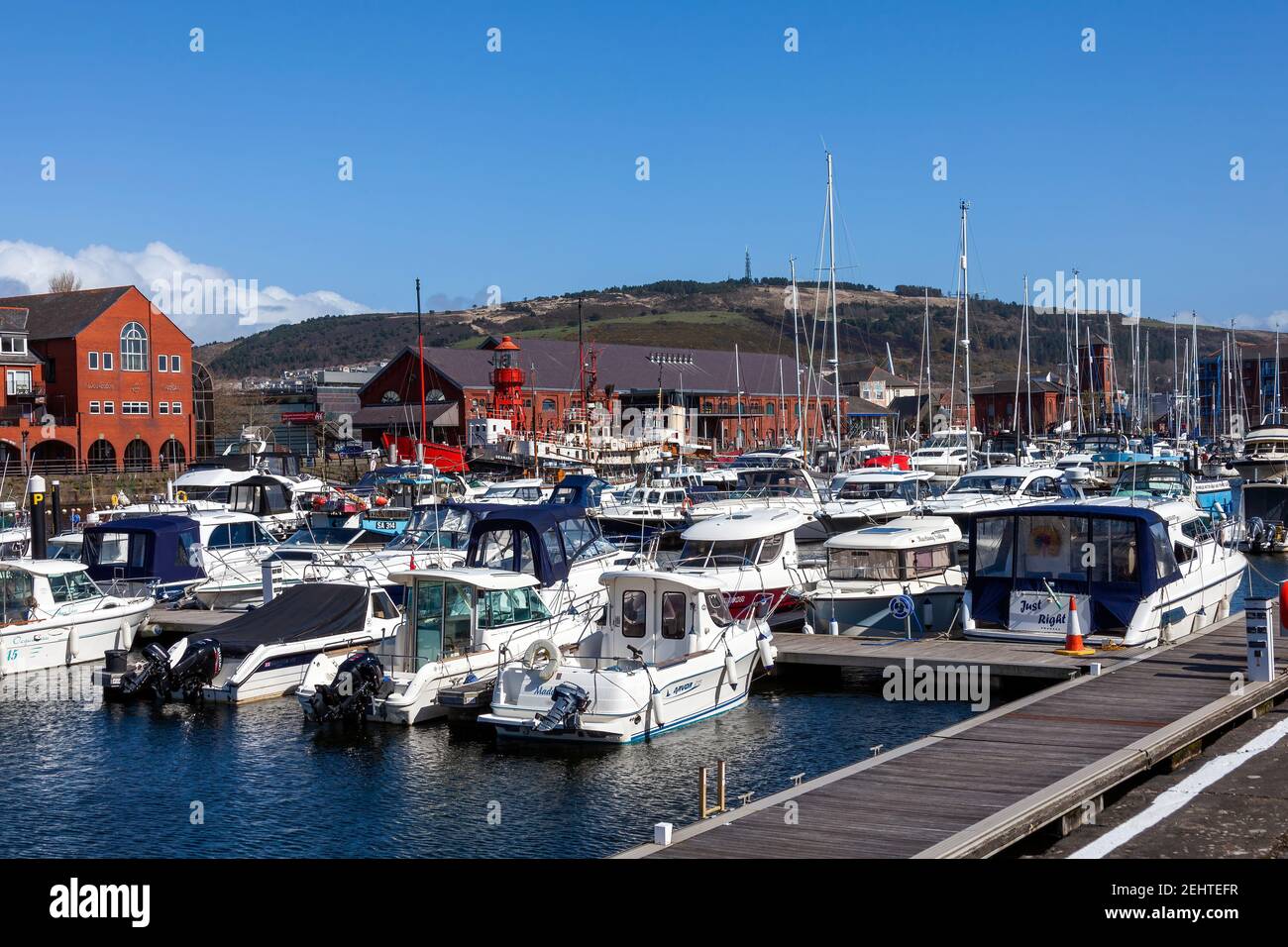 Swansea, Galles, 31 marzo 2017 : Swansea Marina è una popolare località balneare per le barche e gli yacht sulla costa gallese, stoc Foto Stock