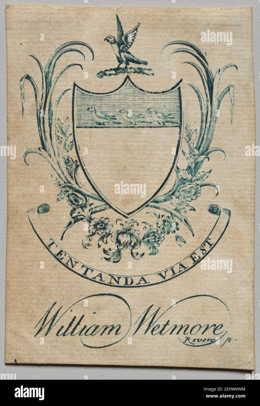 Paul Revere II (americano, 1735-1818) - Libretto, stemma con William Wetmore inscritto sotto Foto Stock