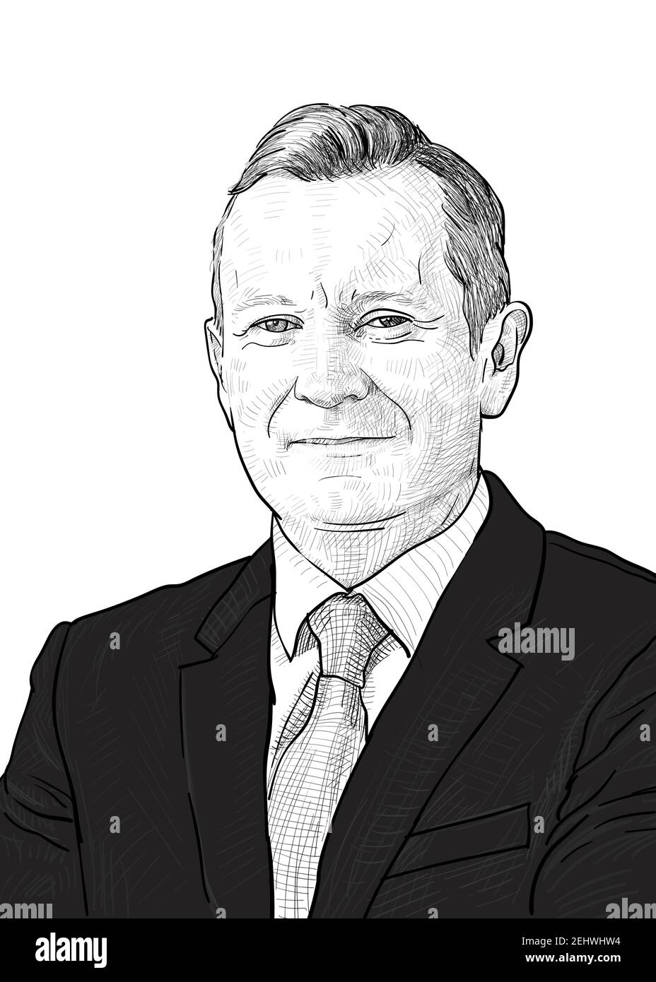 Ritratto di Mark McGowan, il 30° Premier dell'Australia Occidentale. Illustrazione Vettoriale