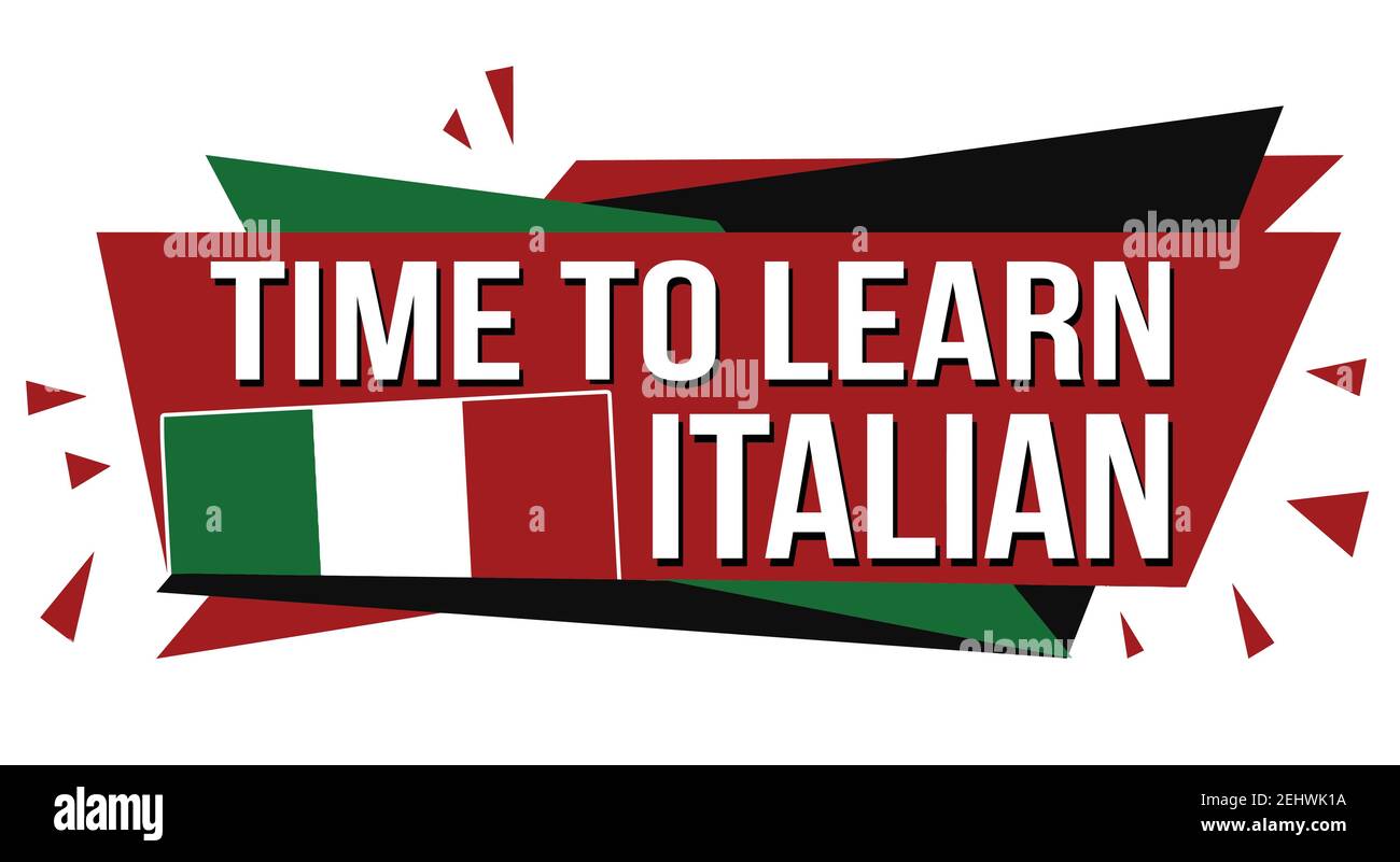 È il momento di imparare il design italiano del banner su sfondo bianco, illustrazione vettoriale Illustrazione Vettoriale