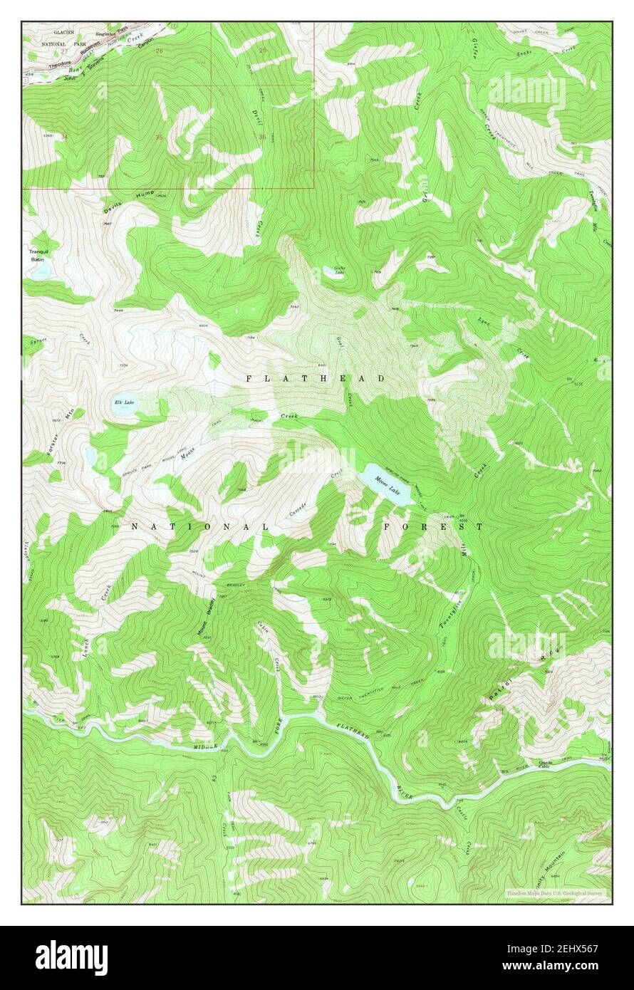 Mount Bradley, Montana, map 1958, 1:24000, United States of America by Timeless Maps, data U.S. Geological Survey Foto Stock