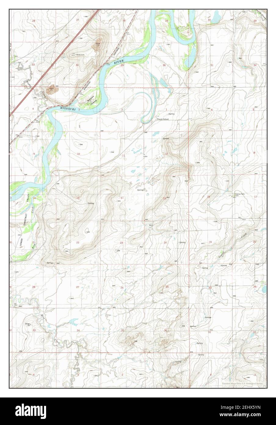 Nelson Island, Montana, map 1983, 1:24000, United States of America by Timeless Maps, data U.S. Geological Survey Foto Stock