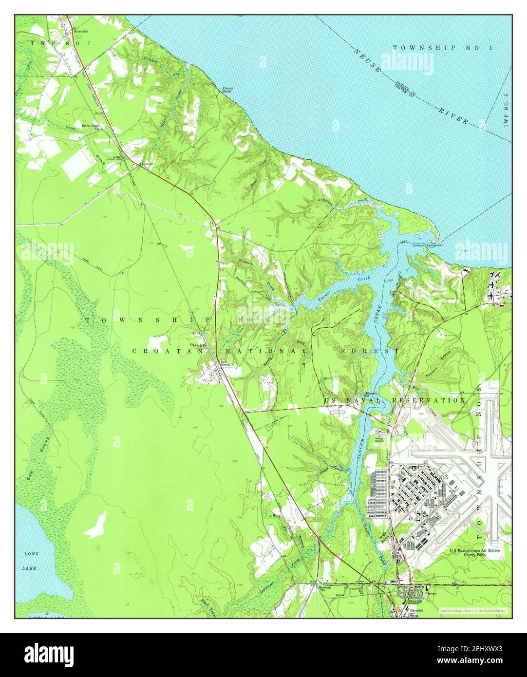 Havelock, North Carolina, mappa 1949, 1:24000, Stati Uniti d'America da Timeless Maps, dati U.S. Geological Survey Foto Stock