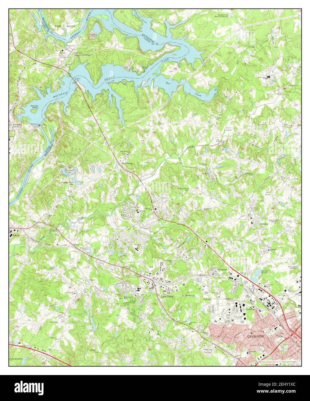 Mountain Island Lake, North Carolina, map 1969, 1:24000, United States of America by Timeless Maps, data U.S. Geological Survey Foto Stock