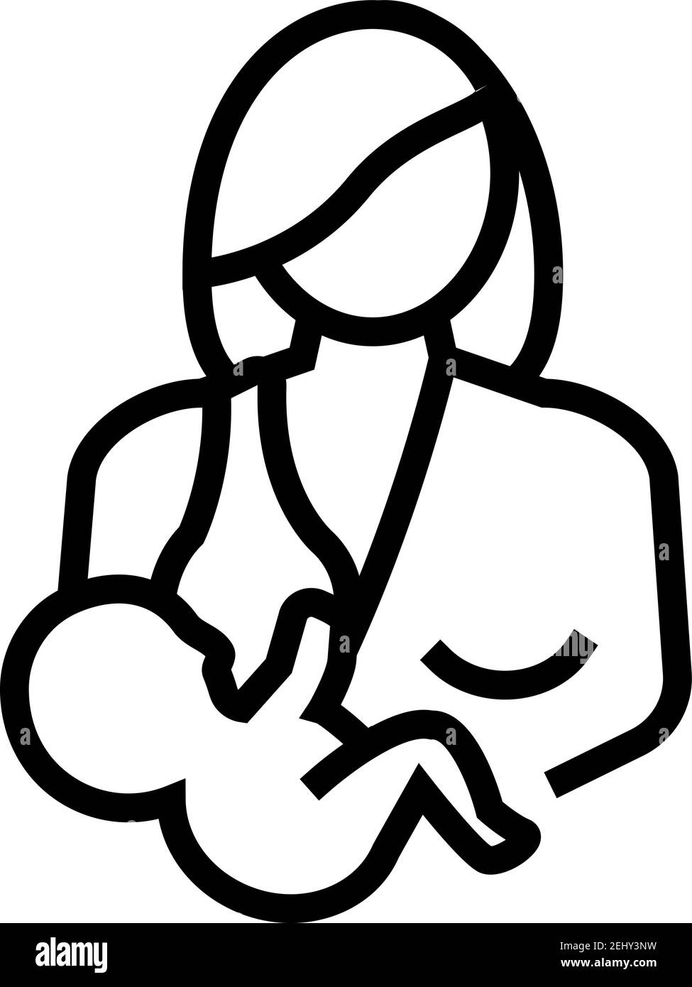 illustrazione vettoriale dell'icona della linea del bambino per l'alimentazione della madre Illustrazione Vettoriale