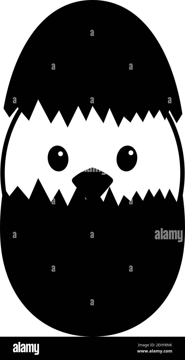 Pollo pasquale in uovo icona. Black Glyph Design. Illustrazione vettoriale. Illustrazione Vettoriale