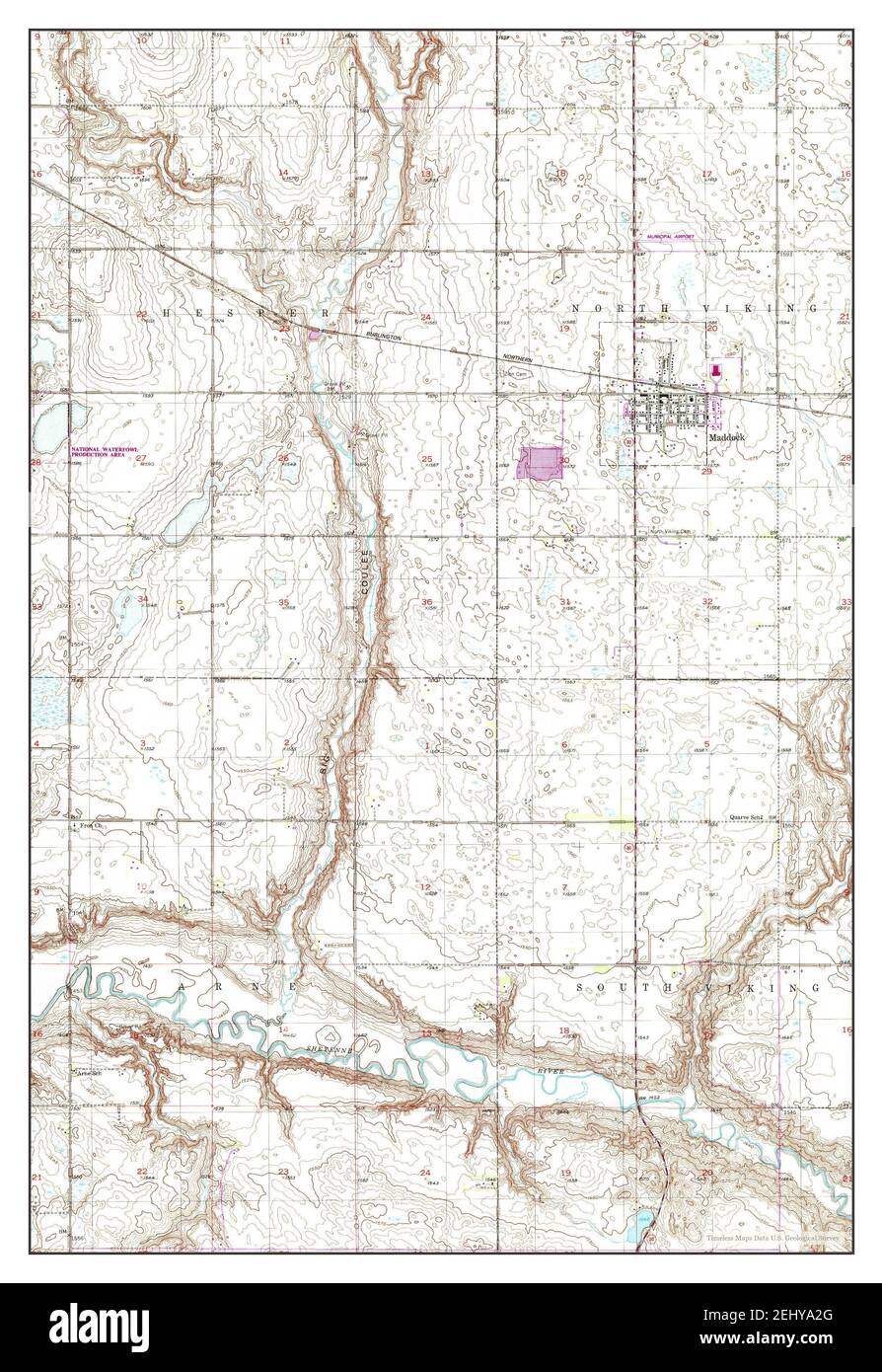 Maddock, North Dakota, map 1951, 1:24000, United States of America by Timeless Maps, data U.S. Geological Survey Foto Stock