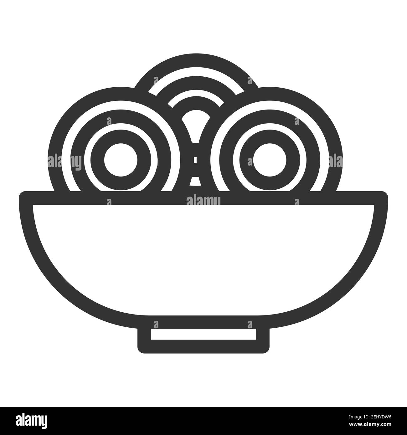 Vermicelli in piastra. Semplice icona del cibo in stile di linea alla moda isolato su sfondo bianco per applicazioni web e concetto mobile. Illustrazione vettoriale. EPS10 Illustrazione Vettoriale