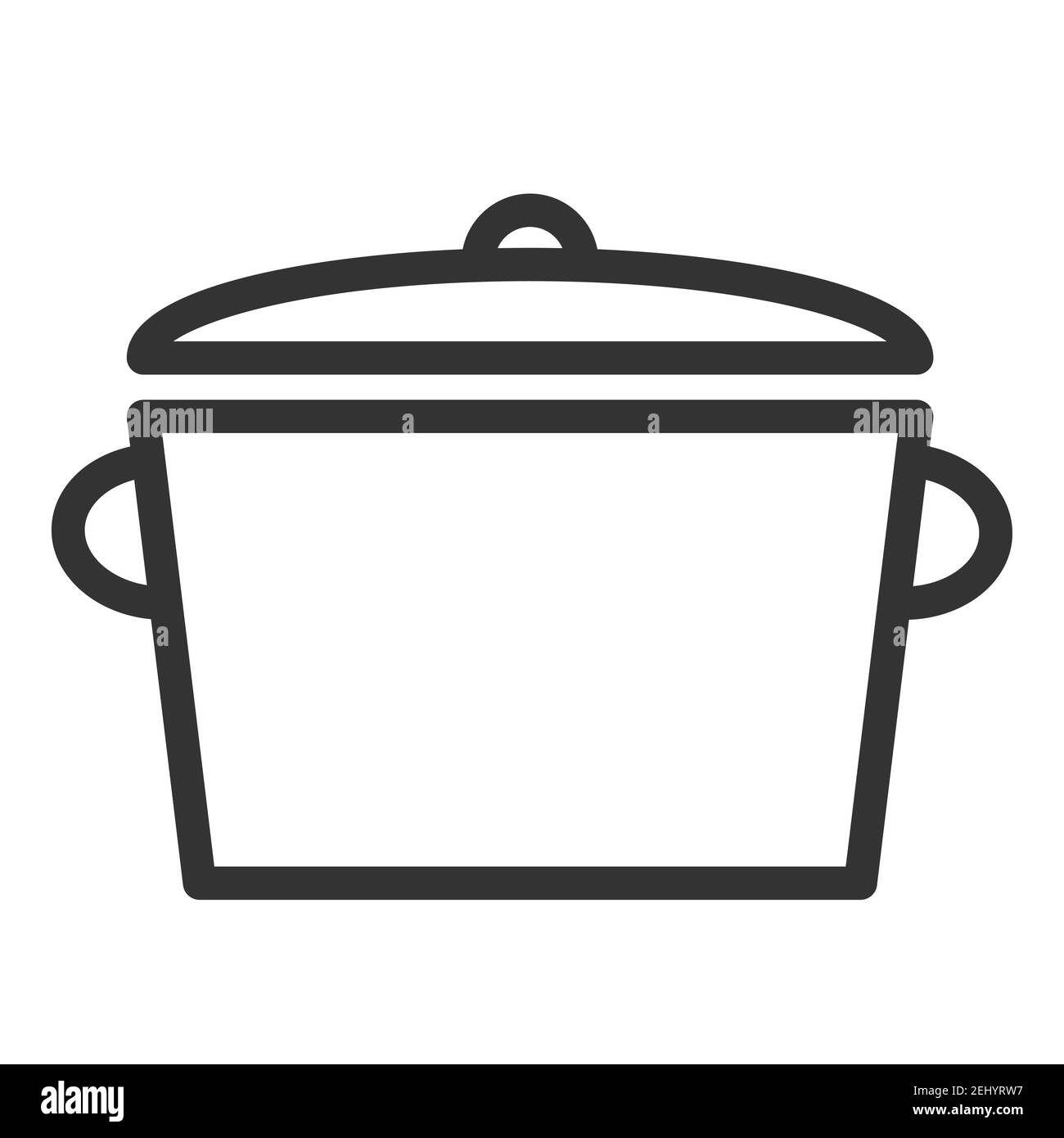 Casseruola con coperchio. Semplice icona del cibo in stile di linea alla moda isolato su sfondo bianco per applicazioni web e concetto mobile. Illustrazione vettoriale. EPS10 Illustrazione Vettoriale