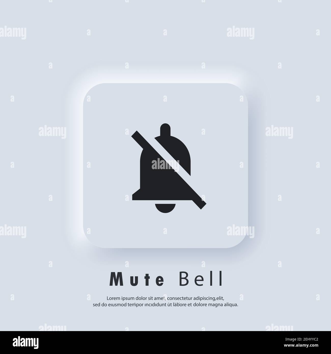 Icona Mute Bell. Allarme disattivato, icona a forma di campanello. Icona della campana di notifica per il messaggio in arrivo. Campanello per sveglia e applicazione per smartphone ale Illustrazione Vettoriale