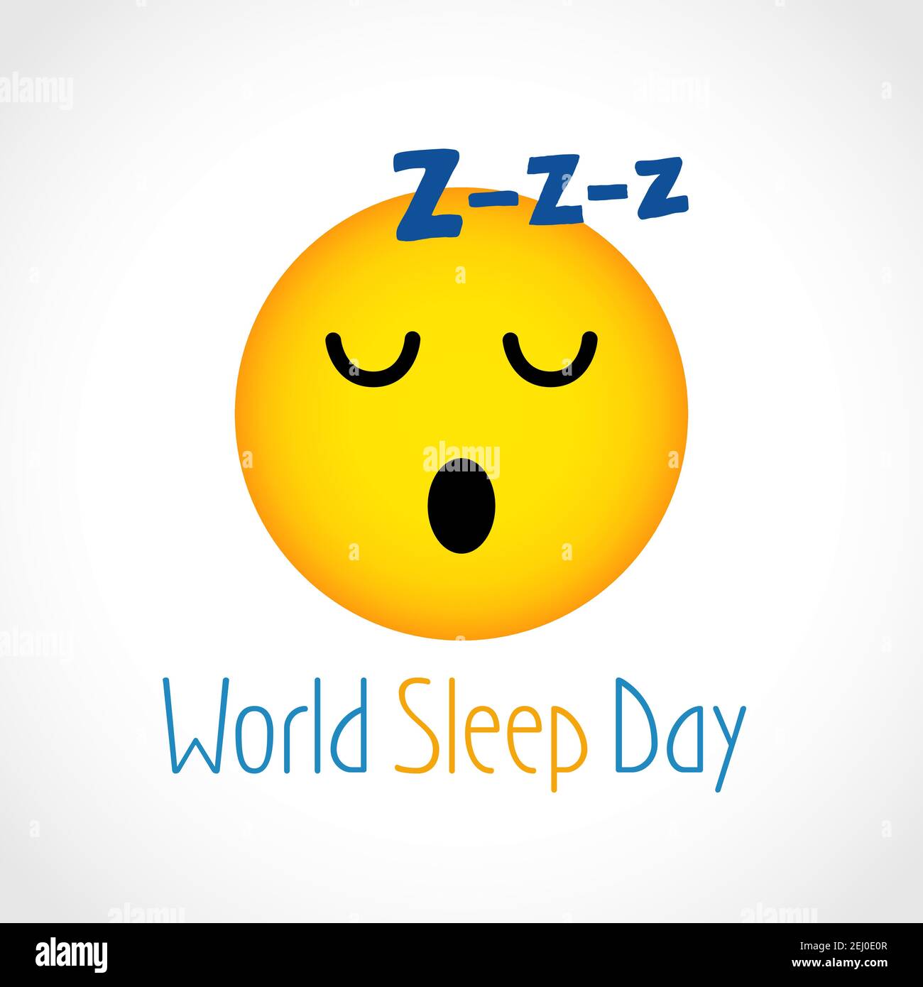 Happy World Sleep Day idea congrata creativa. Divertente 3D sognare faccia icona, testo. Poster dell'invito alle feste. Modello grafico astratto isolato Illustrazione Vettoriale