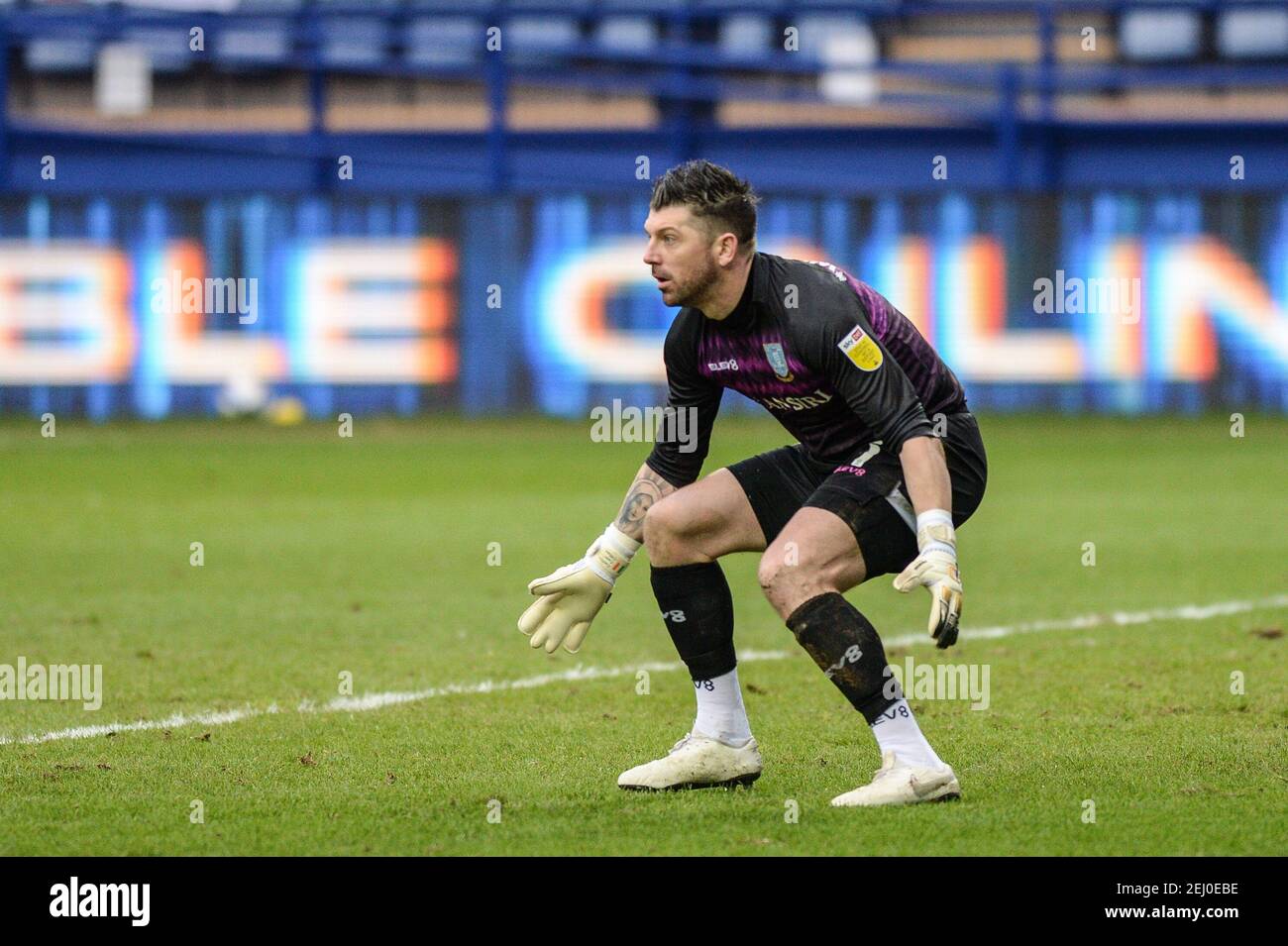 Sheffield, Regno Unito. 13 Feb 2021. Keiren Westwood 1 of Sheffield Wednesday in azione durante la partita a Sheffield, Regno Unito, il 13/02/2021. (Foto di Dean Williams/News Images/Sipa USA) Credit: Sipa USA/Alamy Live News Foto Stock