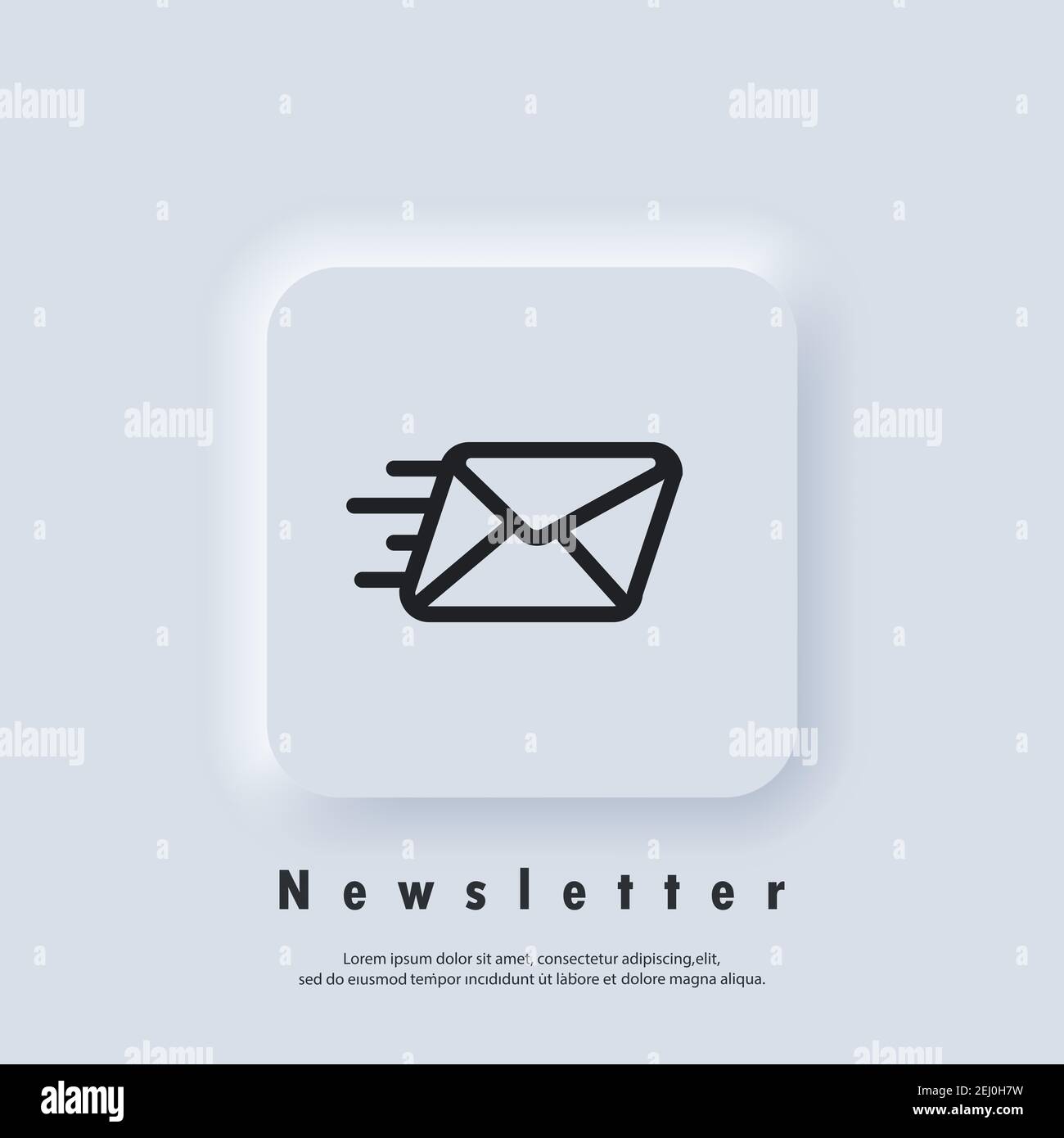 Logo della newsletter. Icona busta. Icone e-mail e messaggi. Campagna di marketing via e-mail. EPS vettoriale 10. Icona UI. Interfaccia utente Web Neumorphic UI UX bianca Illustrazione Vettoriale