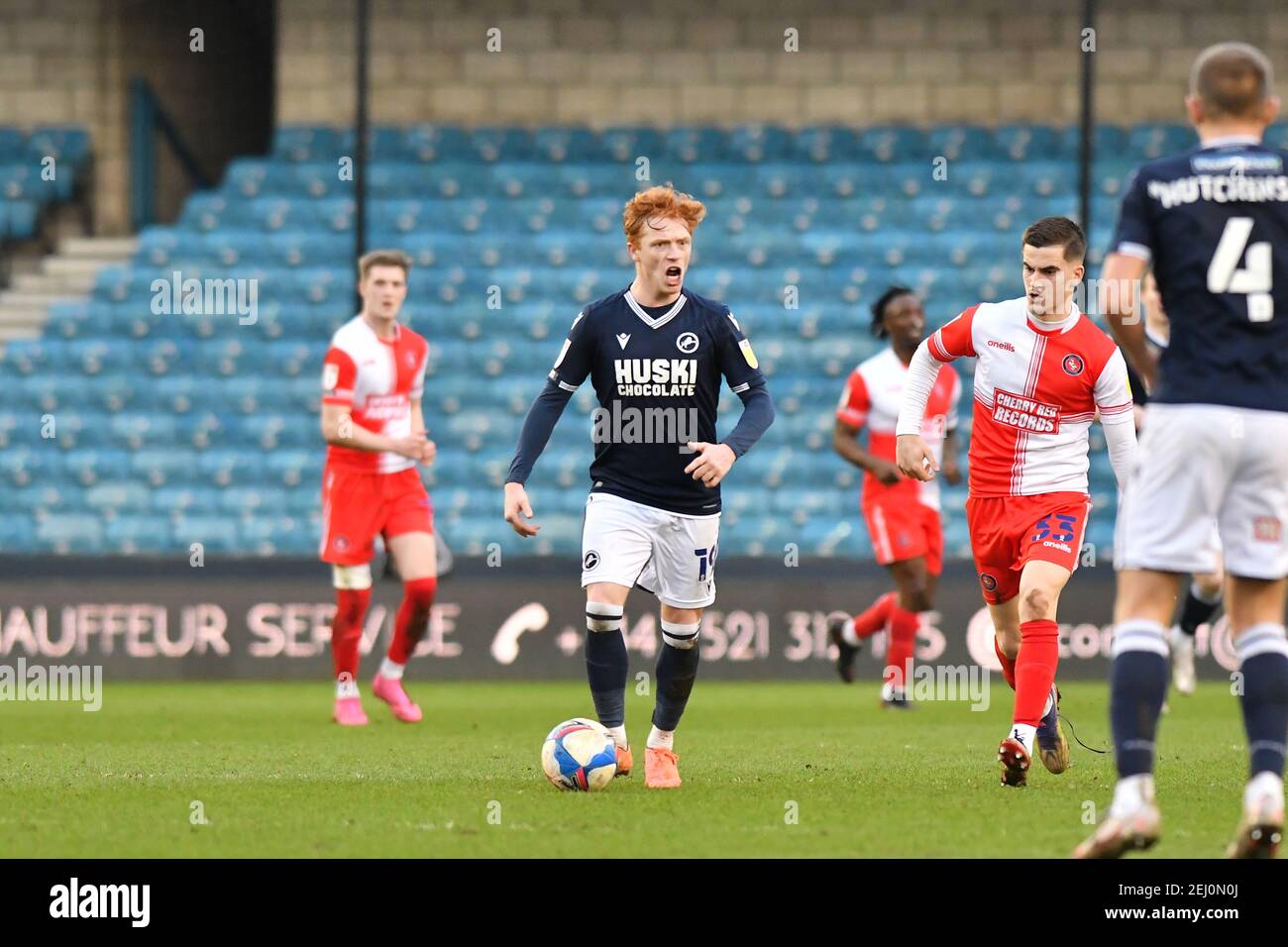 LONDRA, INGHILTERRA. IL 20 FEBBRAIO Ryan Woods of Millwall in azione durante la partita del campionato Sky Bet tra Millwall e Wycombe Wanderers al Den, Londra, sabato 20 febbraio 2021. (Credit: Ivan Yordanov | MI News) Credit: MI News & Sport /Alamy Live News Foto Stock