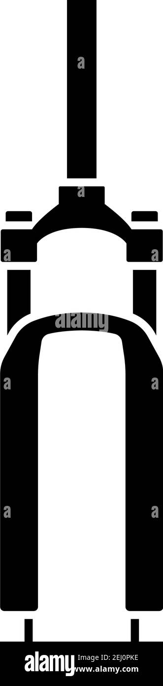 Icona della forcella per biciclette. Design stencil nero. Illustrazione vettoriale. Illustrazione Vettoriale