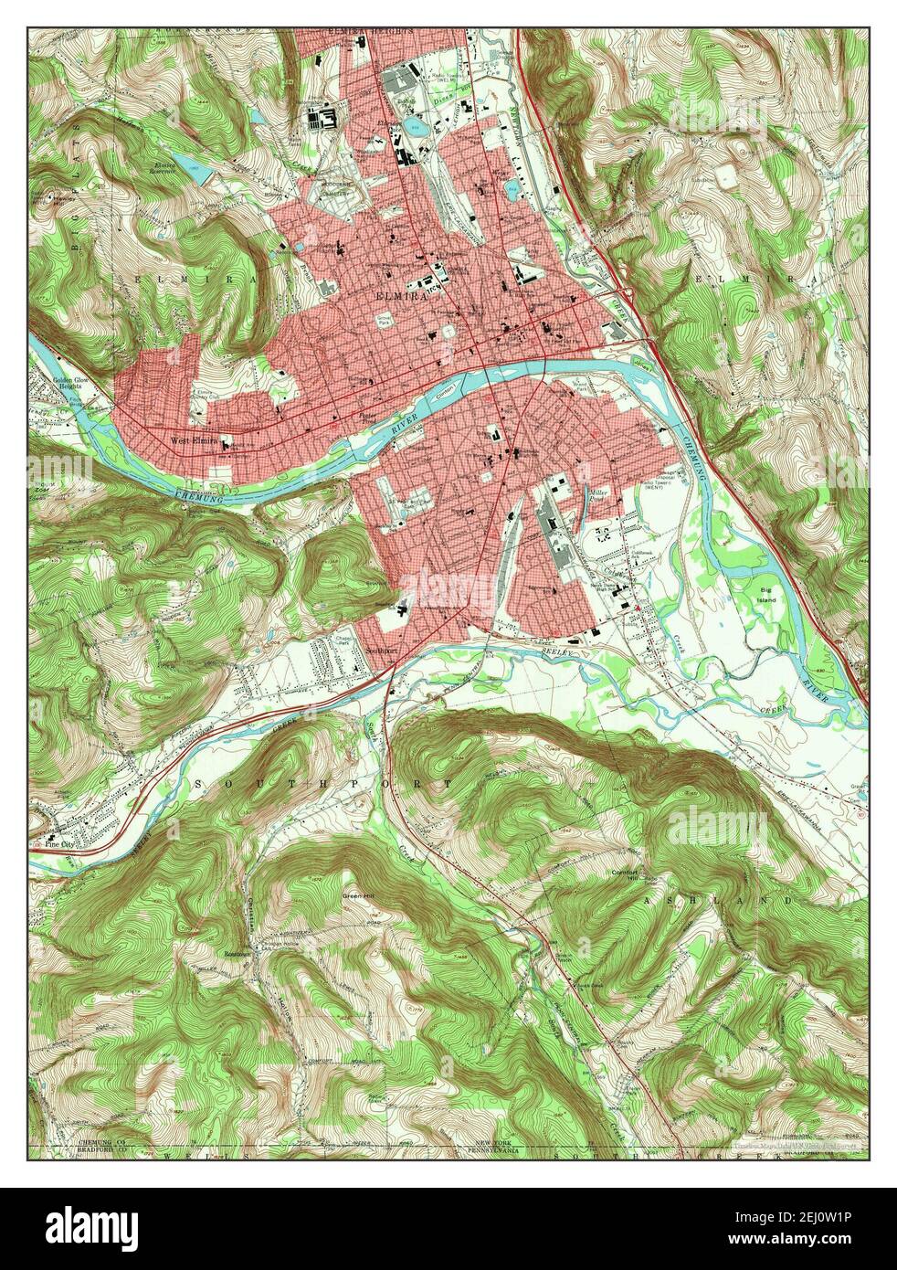 Elmira, New York, map 1969, 1:24000, United States of America by Timeless Maps, data U.S. Geological Survey Foto Stock