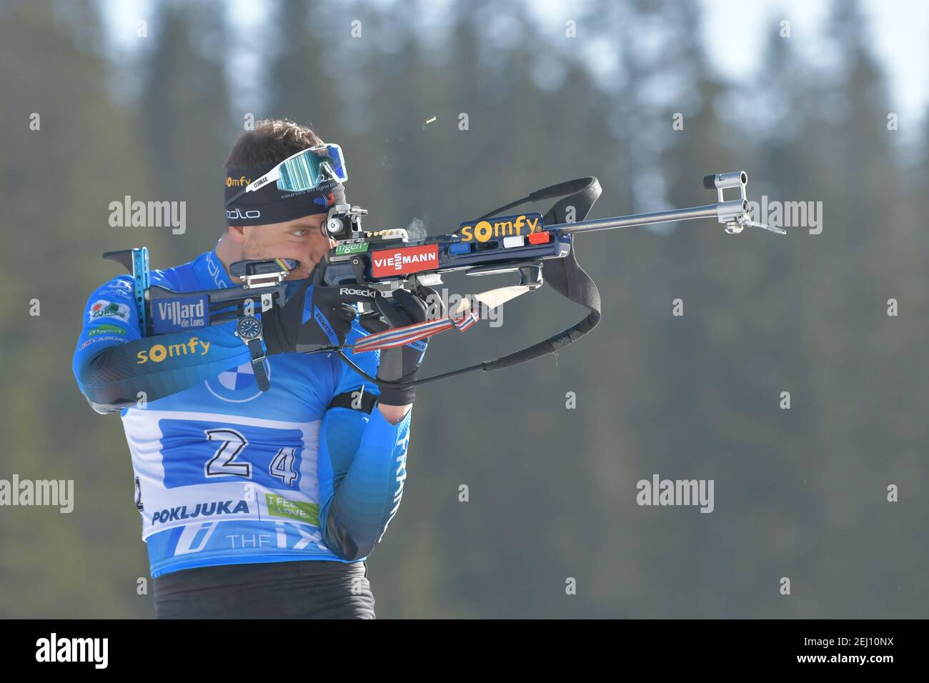 JACQUELIN Emilien, Francia. , . durante i Campionati del mondo IBU Biathlon - uomini 4x7.5km Relay, Biathlon a Pokljuka, Italia, Febbraio 20 2021 (Foto di IPA/Sipa USA) Credit: Sipa USA/Alamy Live News Foto Stock