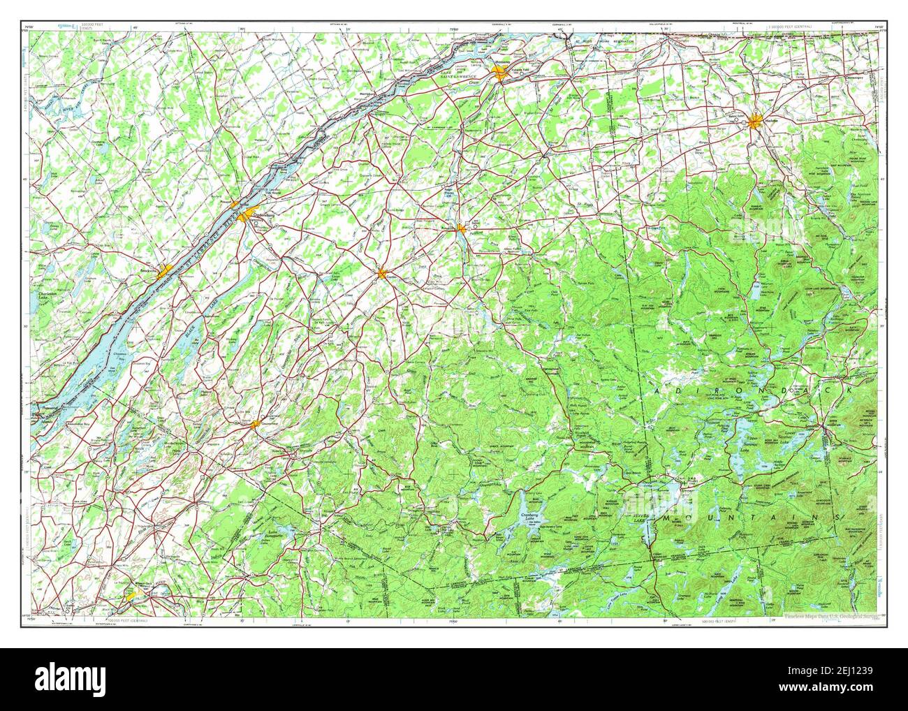 Ogdensburg, New York, map 1948, 1:250000, United States of America by Timeless Maps, data U.S. Geological Survey Foto Stock
