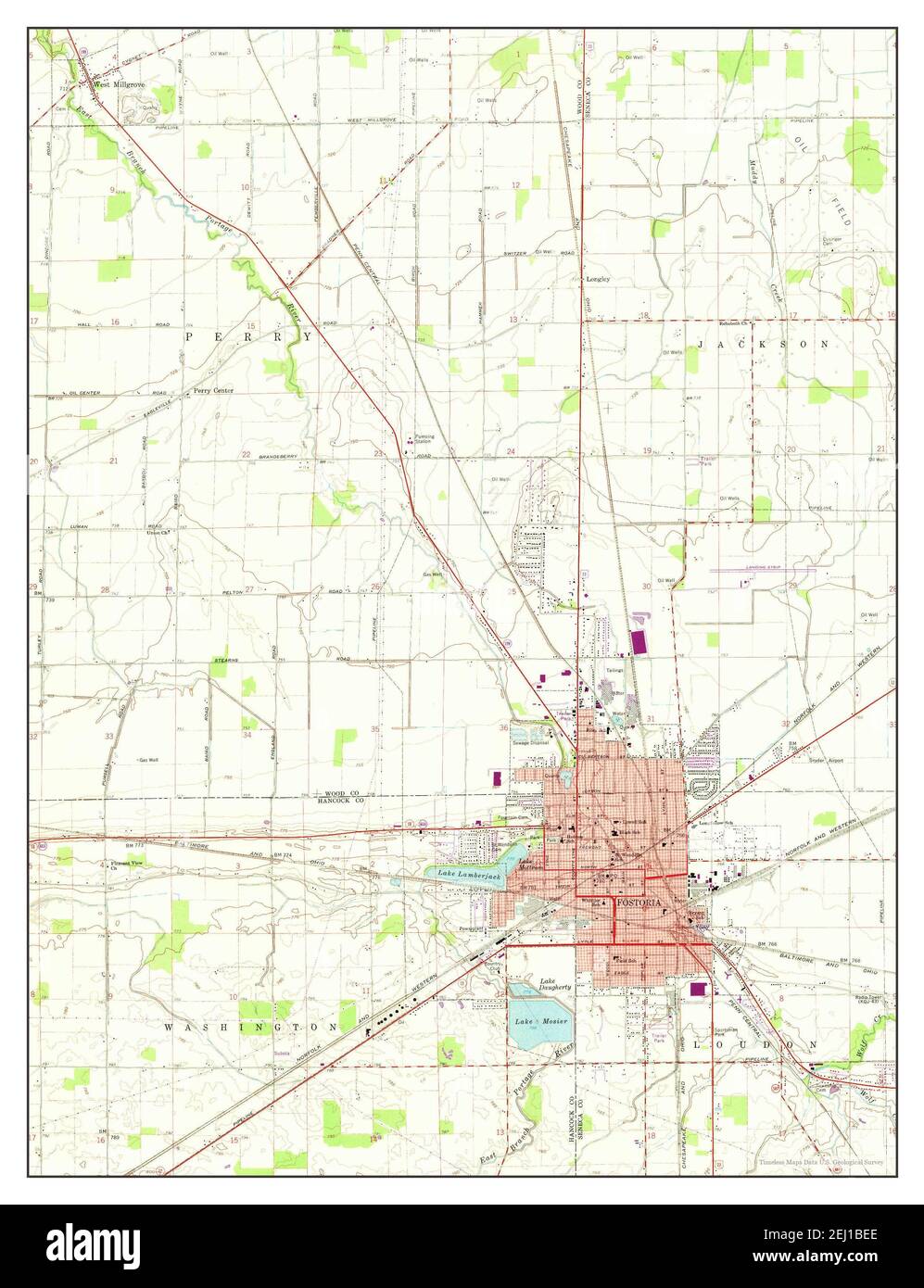 Fostoria, Ohio, mappa 1960, 1:24000, Stati Uniti d'America da Timeless Maps, dati U.S. Geological Survey Foto Stock