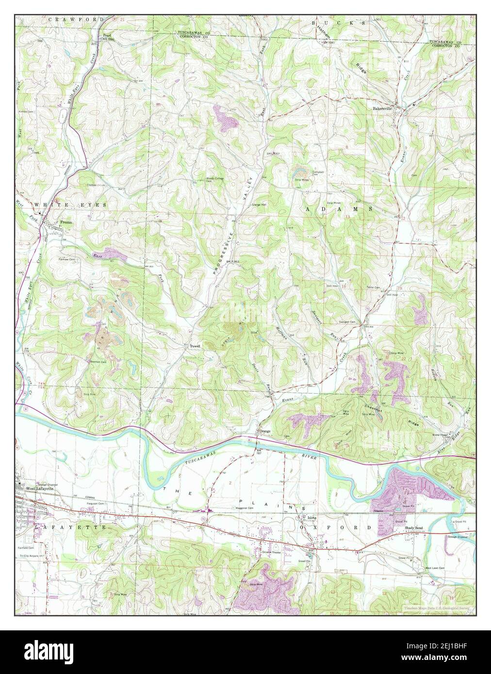 Fresno, Ohio, mappa 1961, 1:24000, Stati Uniti d'America da Timeless Maps, dati U.S. Geological Survey Foto Stock